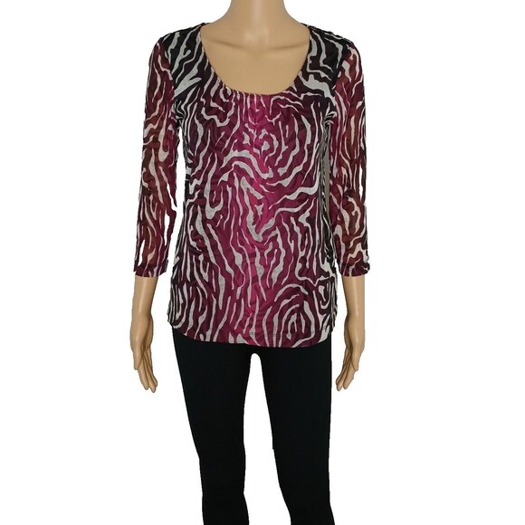 Chicos Women's size US 4/Small Zebra Sheer Lightweight Casual Retro Tunic Blouse - Picture 1 of 7
